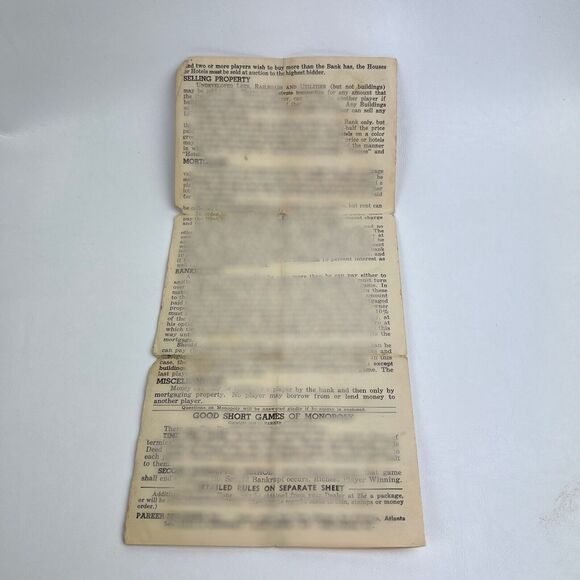 1954 MONOPOLY Instructions Rules Parker Brothers VTG Replacement Board Game Part - Picture 5 of 5